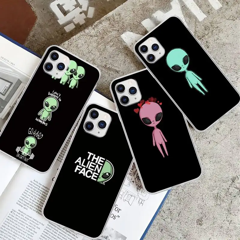 

Cute Cartoon Alien Transparent Mobile Phone Case Cover For Huawei P20 P40 Lite P30 Pro P Smart 2019 Honor 10 10i 20 Lite