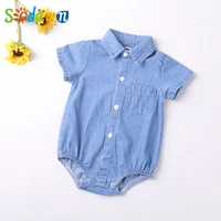 sodawn childrens single breasted summer overalls with shirt collar and short sleeves summer overalls for boys and girls