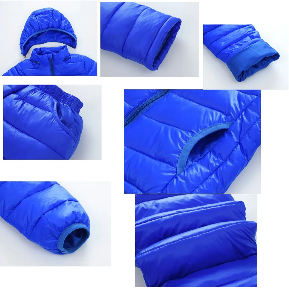 

3-13 Childrens Winter Warm Clothing Set Down Cotton Solid Clothing Suit Light Thin Hooded Outwear kids boys girls winter clothes
