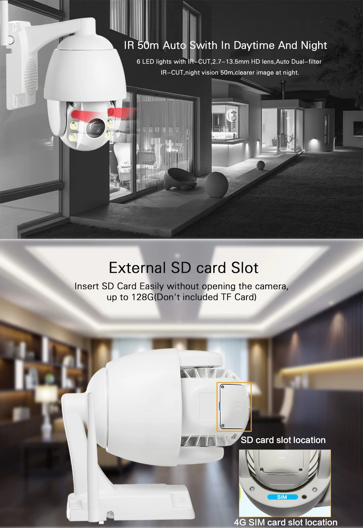 4G 3g Беспроводная PTZ ip-камера HD 1080P Открытый водонепроницаемый скоростной купол 5X зум/4 мм объектив двухстороннее аудио p2p CCTV Wi-Fi безопасности C