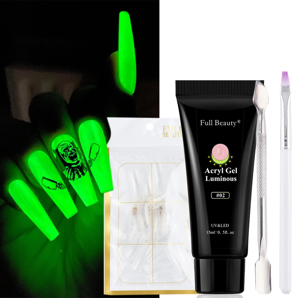 Набор для наращивания ногтей светящийся в темноте акриловый гель быстрое