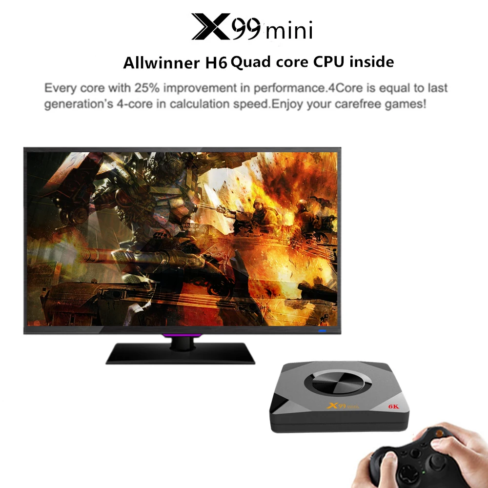 X99 мини Smart TV Box UHD 4K медиаплеер 6K декодирование изображений Android VP9 H.265 4 ГБ/64 Гб