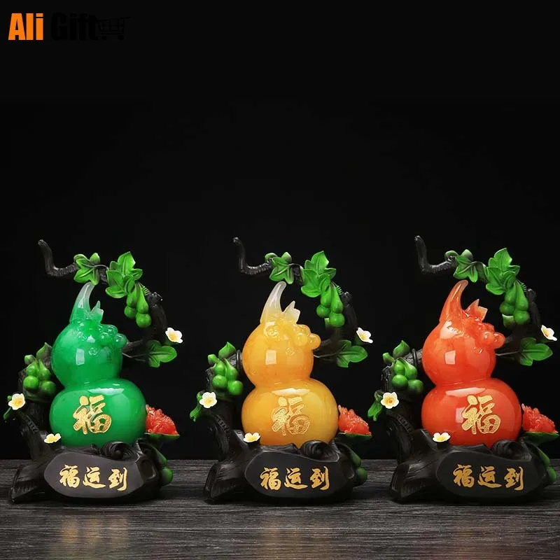 

Busniess Gifts Gourd Figurine Office Home Decoration Accessories Ornaments Best Wishes Gourd Sculpture Miniature Garden Crafts