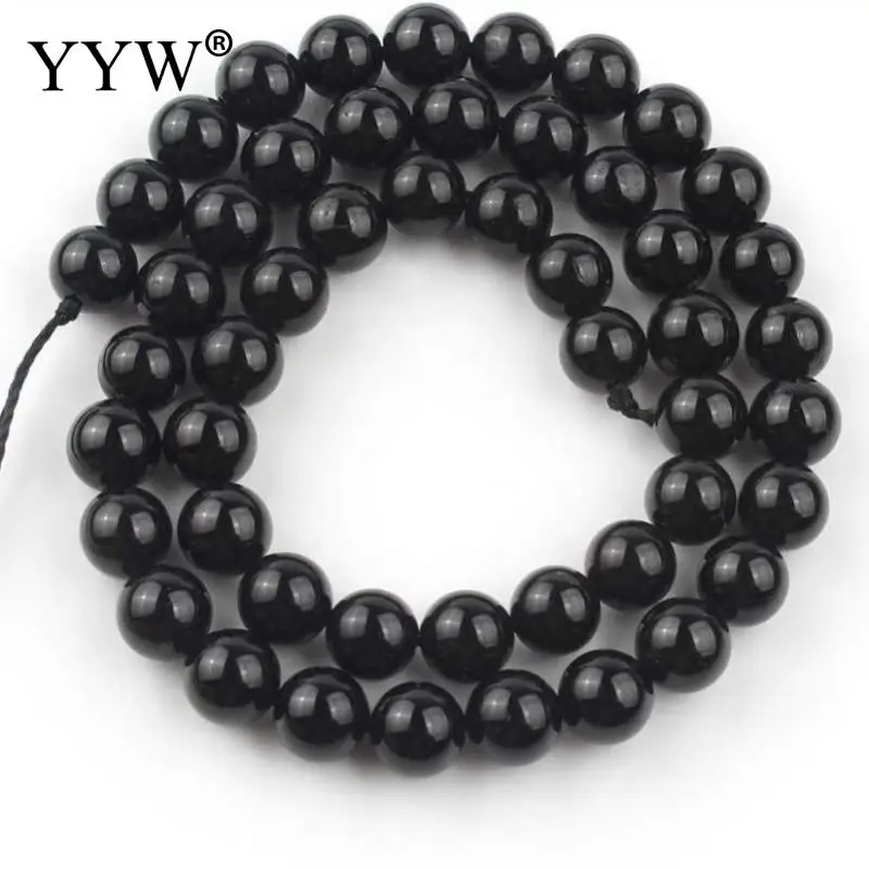 

Бусины из натурального черного агата и оникса, подарок для женщин, круглый полированный черный нитка 38 см для изготовления ювелирных издели...
