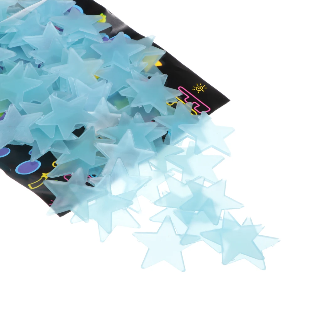 

100pcs Glow In the Dark Stars Moon Wall Stickers Adhesive Fluorescence Wall Decor For Ceiling Corridor Living Room Bedroom
