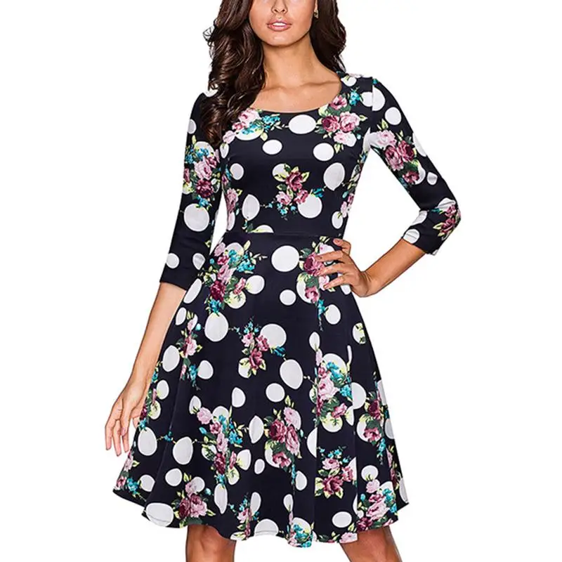 Осень молодой Платье с принтом Женская обувь высокого качества розового цвета