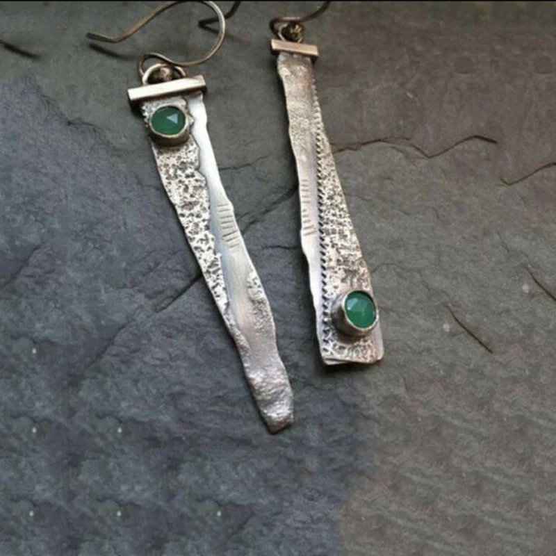 SHUANGR Boho Этнические каучук зеленого цвета Камень Висячие серьги для женщин Индийский Племенной Винтаж Серьги pendientes mujer moda - Окраска металла: S07296
