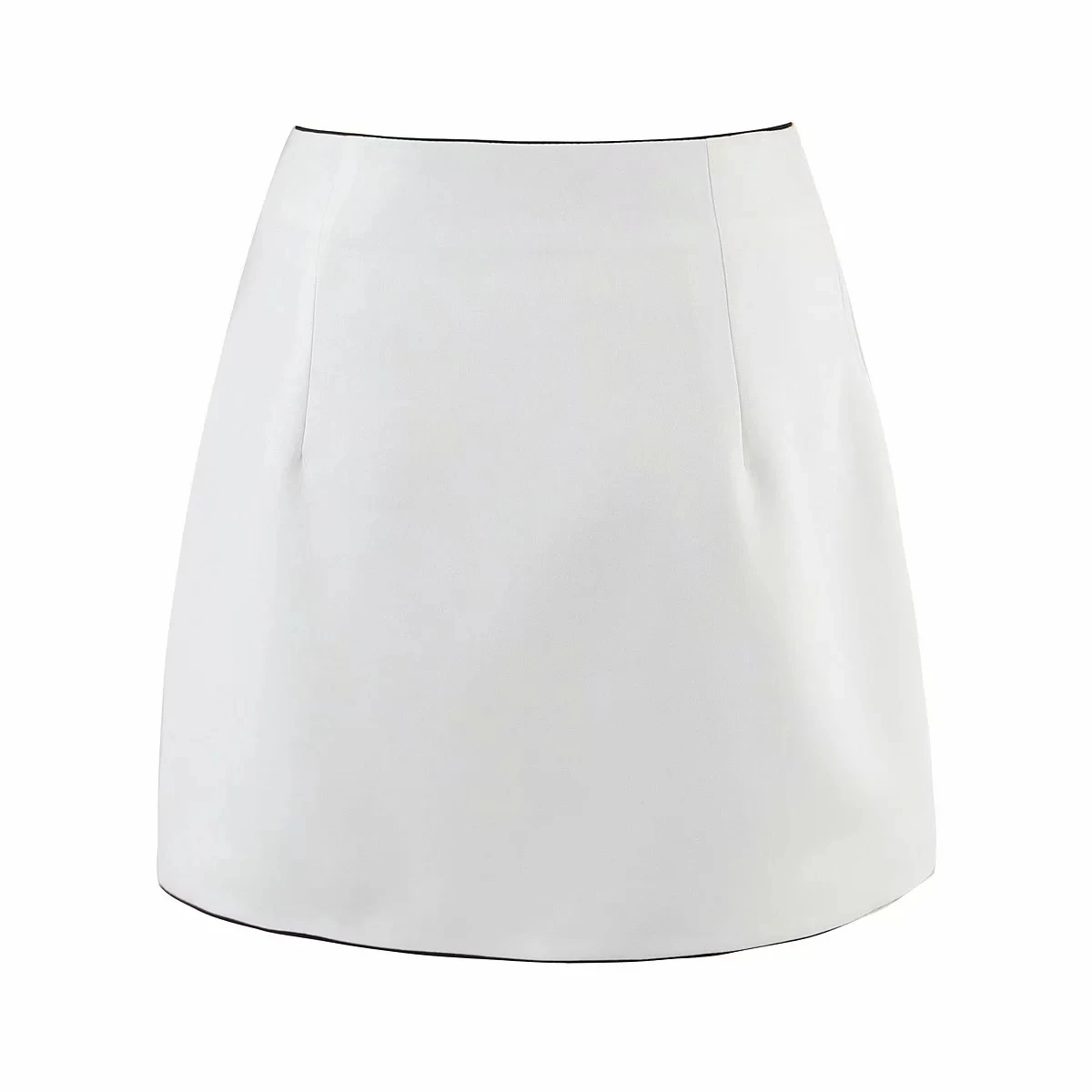 

Fashion White Single Breasted All-Match Crop Top And Skirt Casual Set High Waist With Black Button Mini Skirts