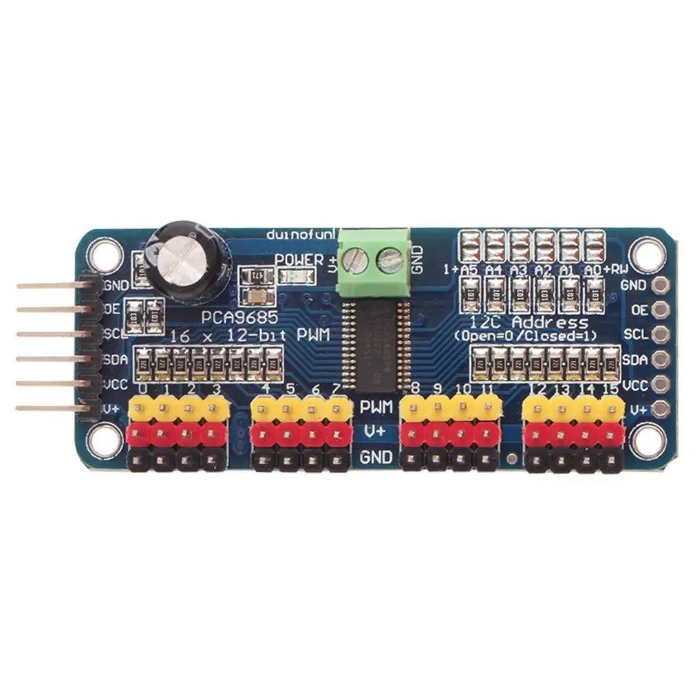 PCA9685 16 канальный 12 битный ШИМ сервопривод двигателя I2C модуль для