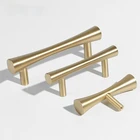 Латунная золотая ручка шкафа Goldenwarm мебельная фурнитура T Bar кухонные дверные ручки для ящика