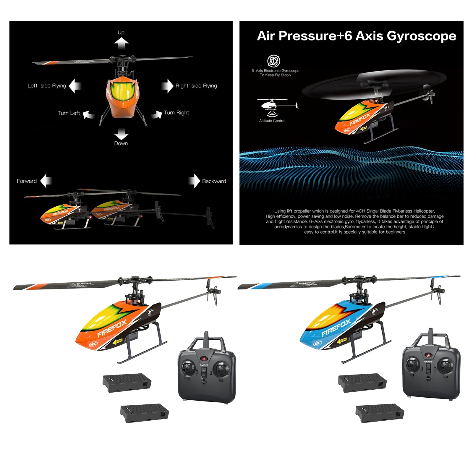 

C129 4CH 6 Axis Flybarless RC Helicopter with Remote Controller Kids Toys