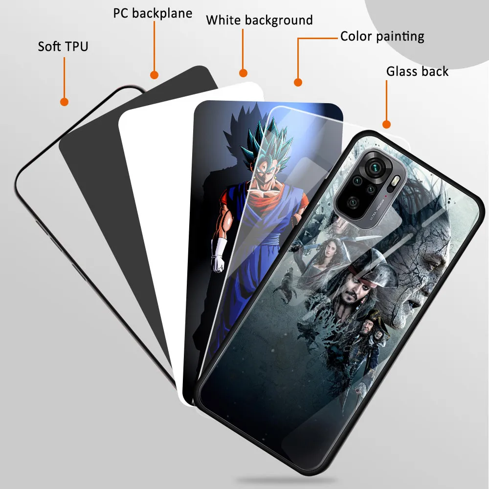 Чехол для Xiaomi Redmi Note 10 10S 9 9T 9S 8T 8 9A 9C 8A 7 Pro Max закаленное стекло с изображением