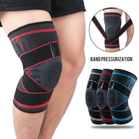 1 pair gym unisex sports knee protector use springs to relieve load massage with o rings and use bandages to increase pressure