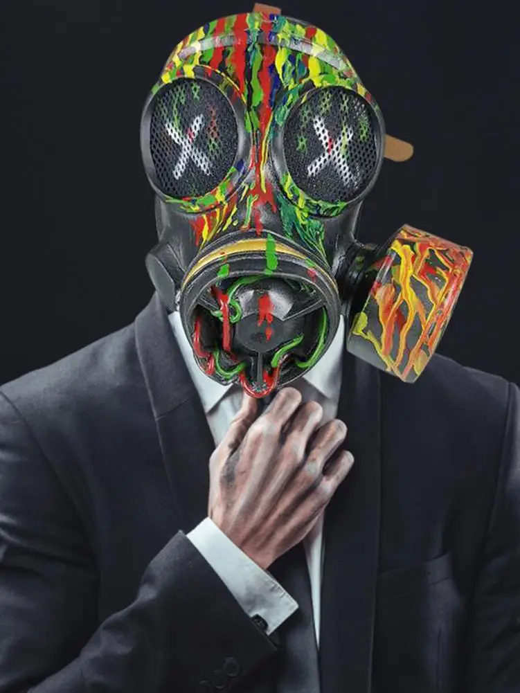 Маска к Хэллоуину в ретро стиле с камуфляжным принтом из латекса панк противогаз