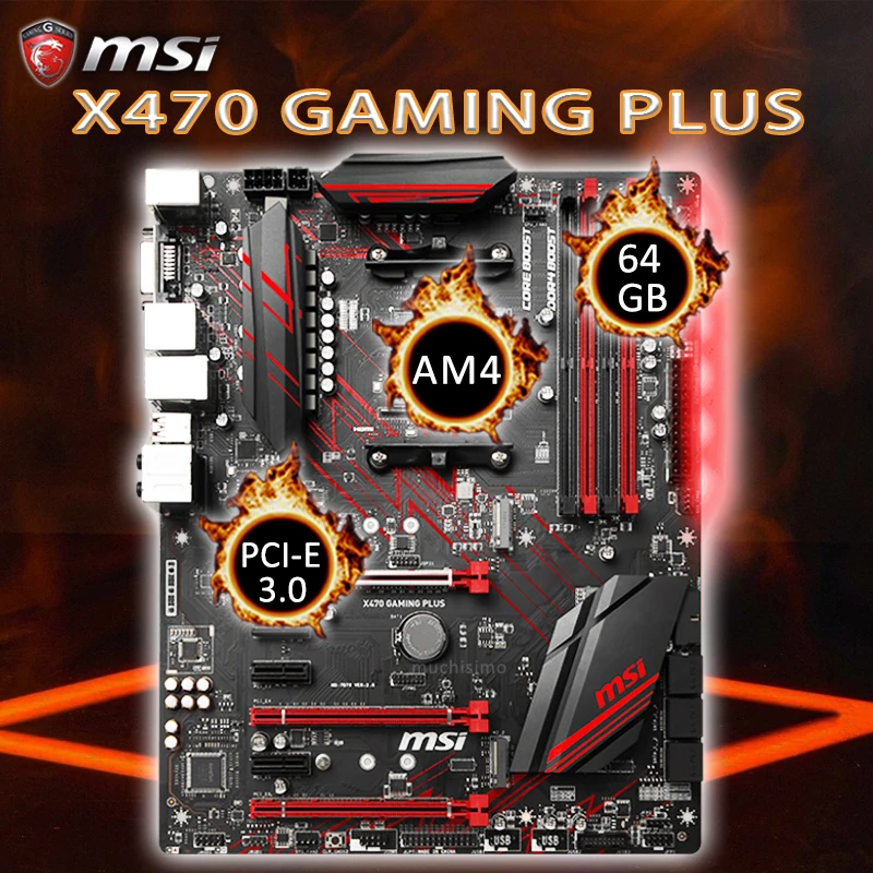Socket AM4 MSI X470 GAMING PLUS системная плата AMD Ryzen Athlon II DDR4 1866 МГц 64 Гб PCI-E 3 0 игровая