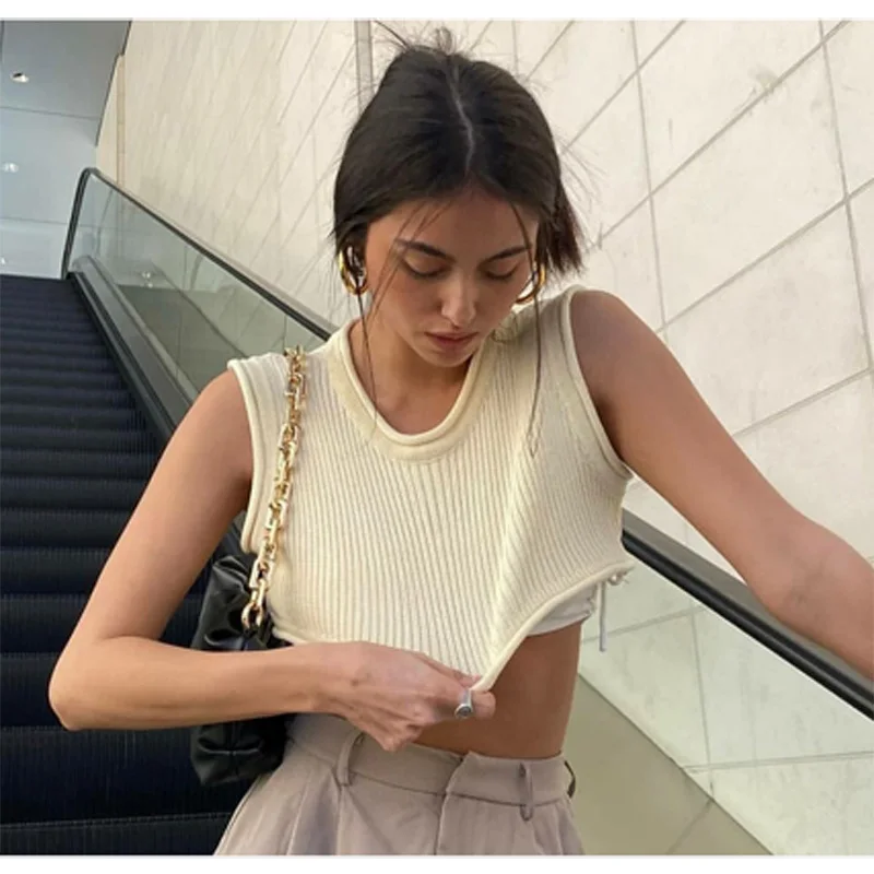 

Kayotuas Women Tanks Sleeveless Knitted Top Ladies Round Neck Stylish Female Camis Basic Bodycon Solid Summer Streetwear