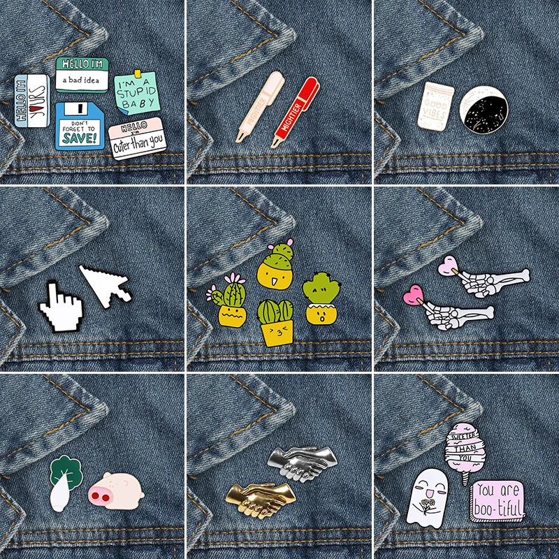 2 5 шт./компл. Мультяшные броши в виде кактуса милый компьютерный курсор ручной