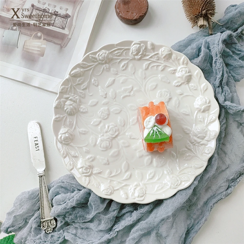 

Ceramic Round Plate Steak Flat Dishes Nordic Plates Dinner Serving Fruitschaal Pratos De Jantar Kitchen Supplies DI50CP