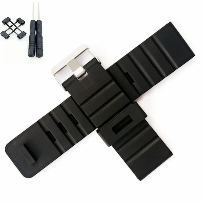 

For Suunto Core 24mm Black Silicone Rubber Strap Watch Band With Watches Buckle Belt + Adapters + Tools
