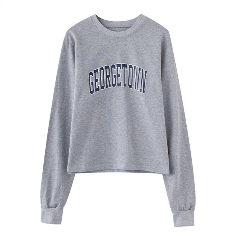 

Women Vintage T-shirt Round Collar Letter Printed Long Sleeve 2022 Spring Fashion Ladies Casual Tops Female Soft Shirts