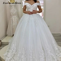 2021 princess ball gowns wedding dresses beading lace up back off shoulder applique floor length bridal dress vestido de noiva