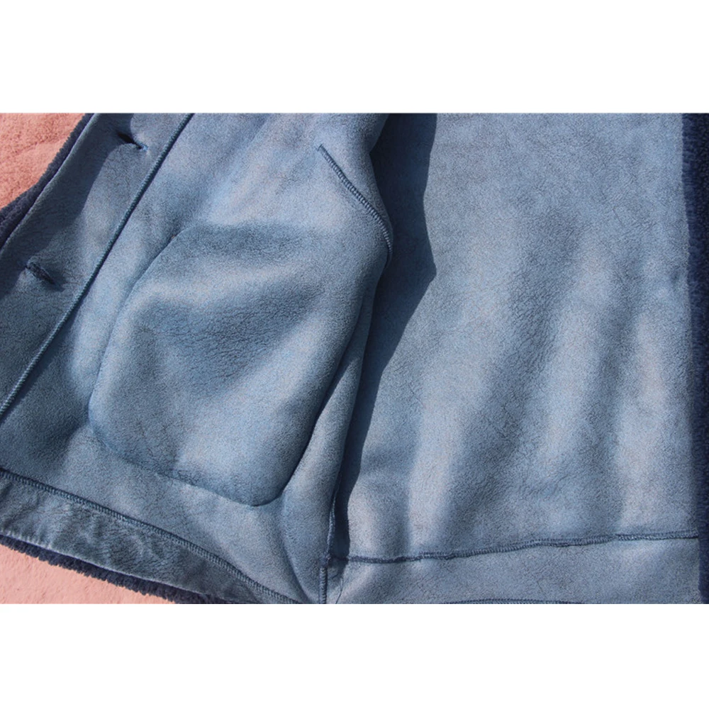 

Vintage Lamb Fur Worsted Winter Warm Coat For Women Pocket Designed Long Sleeves Turn-down Collar Clothing Red FS0876