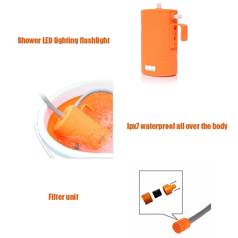 Купить Походная душевая лейка SEC88, портативный светодиодный мойщик для автомобиля, мощный Душ высокого давления, электрические водяные насосы, Дор...