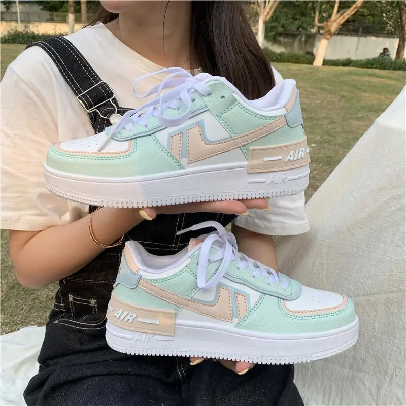 

New Style Women Shoes Mint Green Tennis Female Platform Sneakers Woman Versatile Comfortable Breathable Vulcanized Shoes