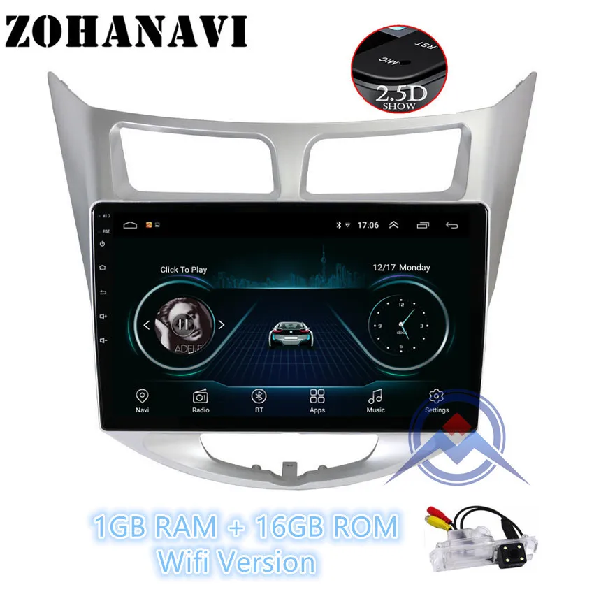 ZOHANAVI 10,2 дюймов Android 9,0 Автомобильный gps dvd-плеер для hyundai Solaris Verna accent автомобильный радио головное устройство видео плеер навигация - Цвет: 1G 16G Hatchback