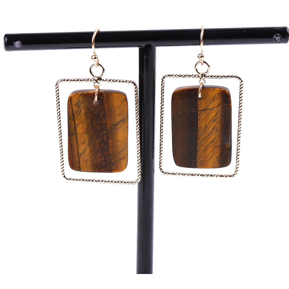Винтажные вертикальные плоские серьги-подвески из натурального камня с бусинами для женщин, подарочные украшения, оптовая продажа