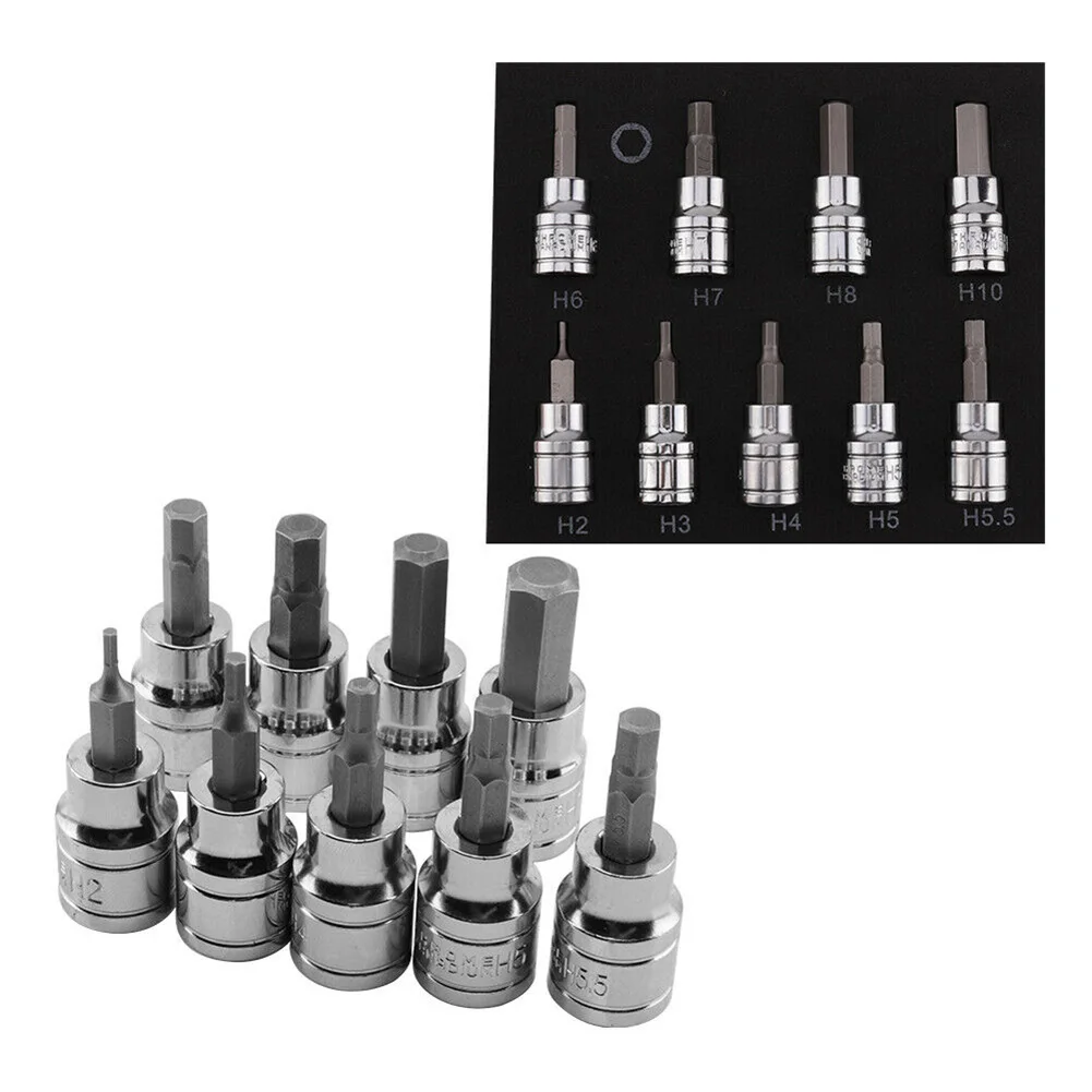 9pcs/Set 3/8 Inch Key Sockets Hex Bit Socket Set 3/8" Drive & Drill Metric 2-10mm Bit Socekt For Impact Drivers And Wrenches