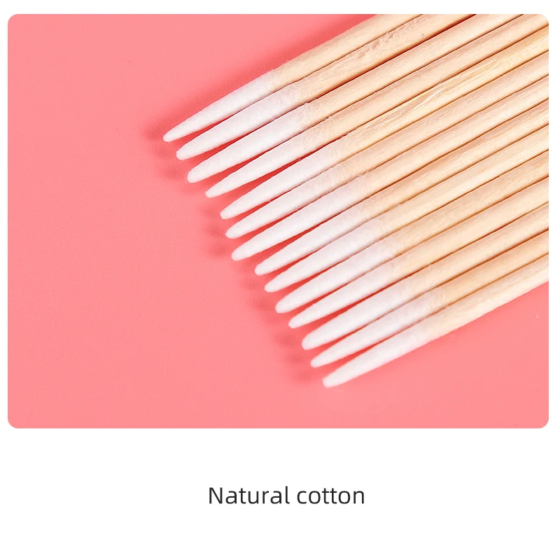 

100 Needle-Nosed Wooden Poles, Single-Head Tattoo Cotton Swabs, Eyeliner, Pointed tip, Dust-free Purification