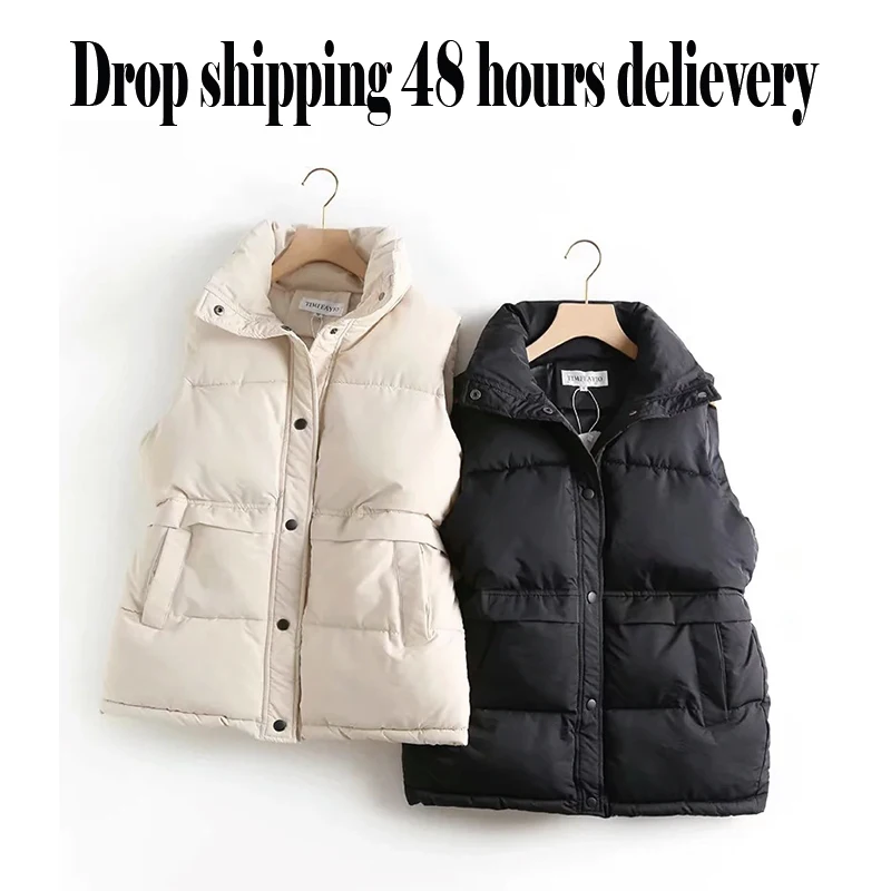 

Female Down Cotton Short Jacket Casual Outerwear Warm Top Black Cropped Vest Coat Sleeveless Parkas Waistcoat Doudoune Femme