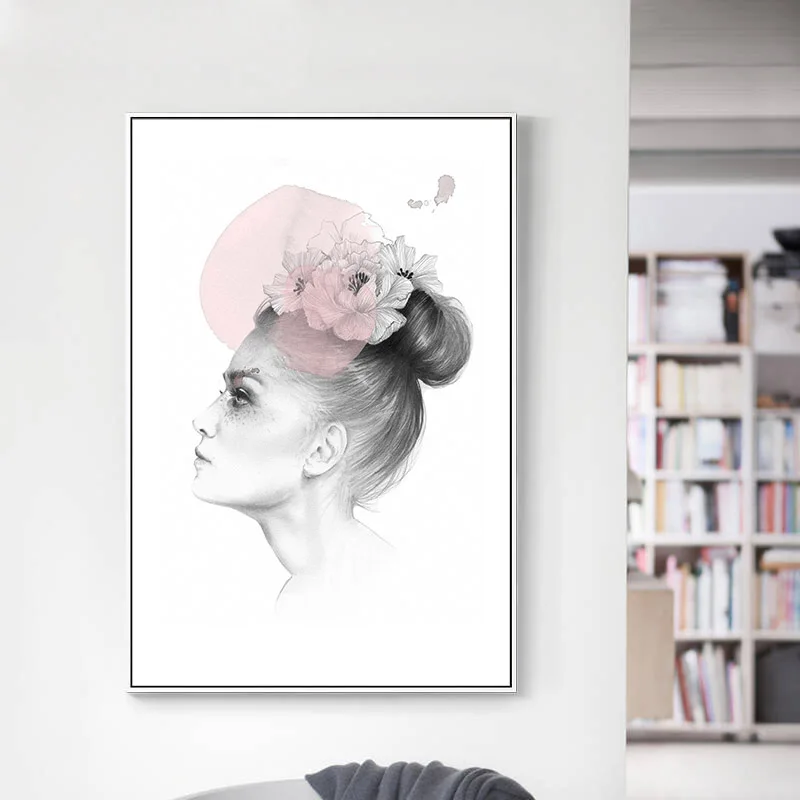 

Scandinavian Figure Art Canvas Abstract Painting Girl Wall Art Poster Print Nordic Decoration Picture Modern Home Decor