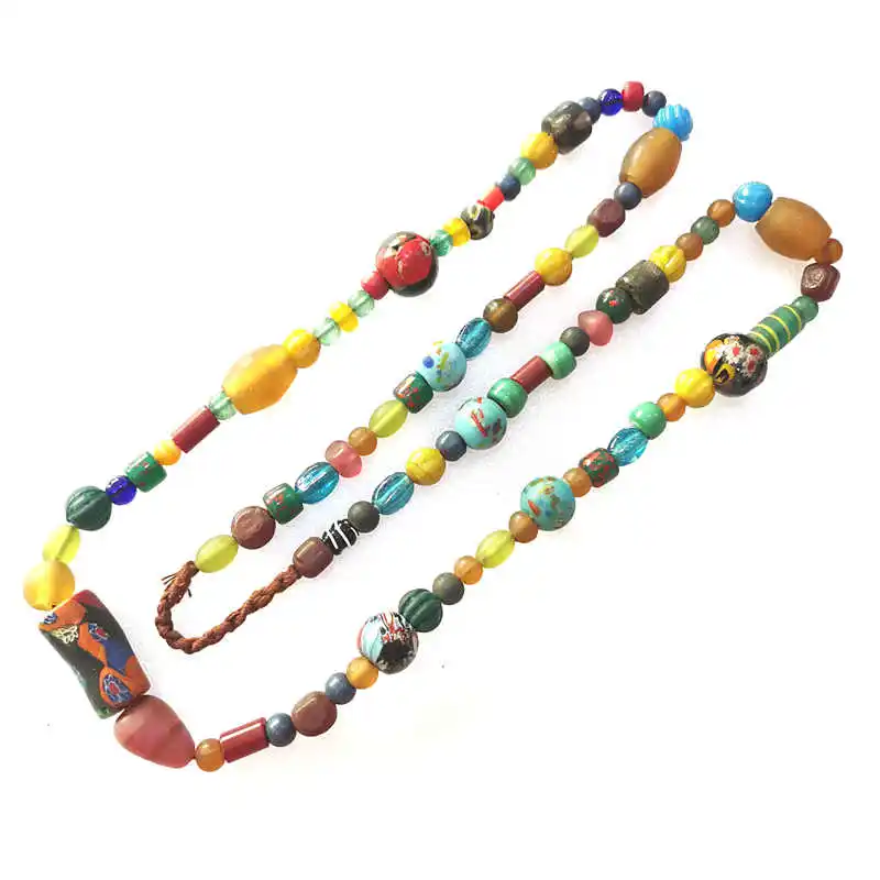 Непальские бусы ручной работы с цветными сафронами искусственными бусинами