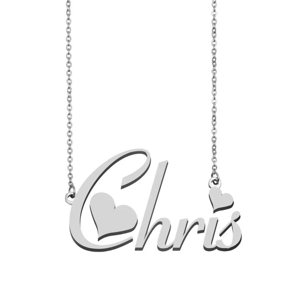 

Chris Name Necklace Personalised Stainless Steel Women Choker Gold Plated Alphabet Letter Pendant Jewelry Girl Friend Gift