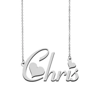 chris name necklace personalised stainless steel women choker gold plated alphabet letter pendant jewelry girl friend gift
