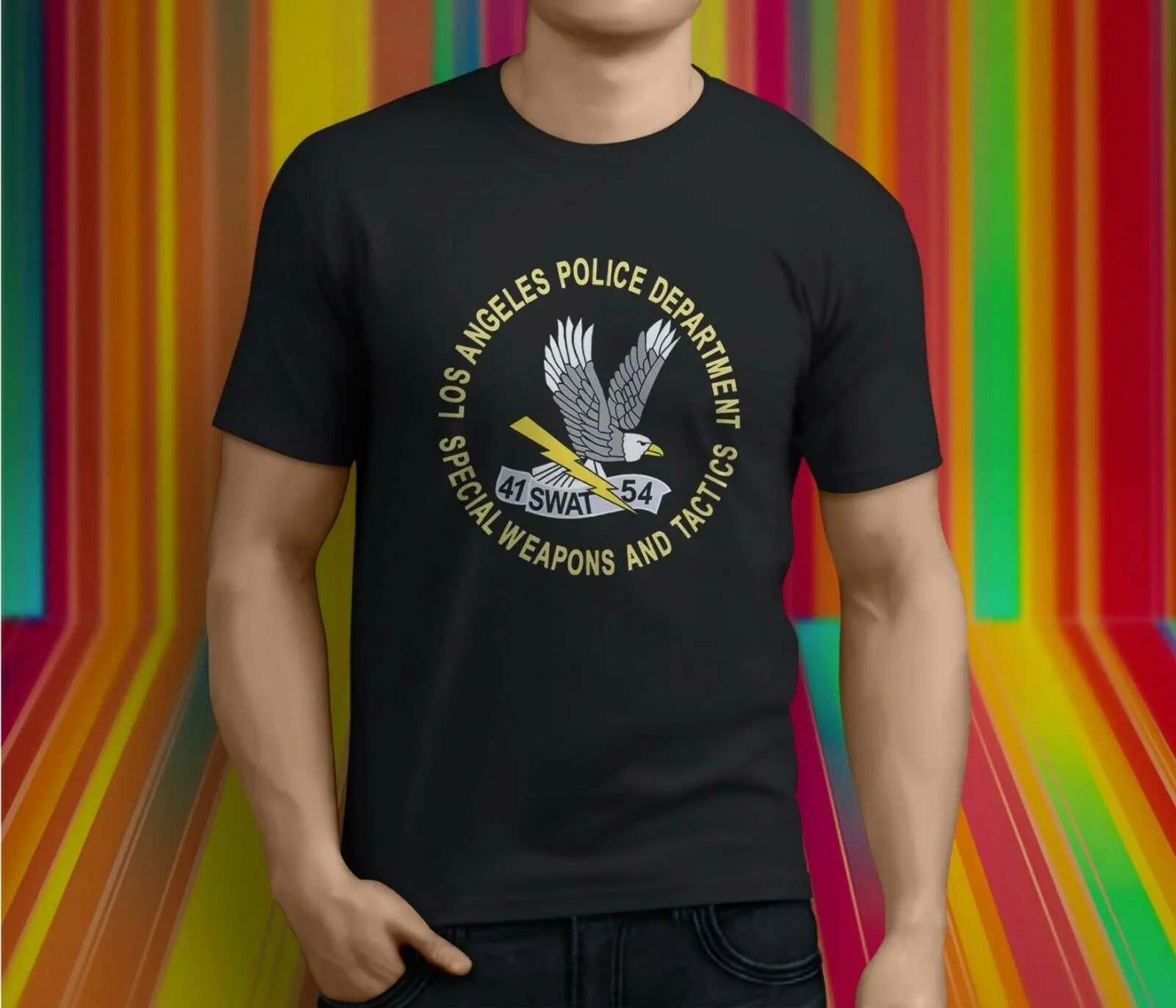 

New Popular Los Angeles Police LAPD SWAT Men's Black T-Shirt Summer Cotton Short Sleeve O-Neck T Shirt New S-3XL