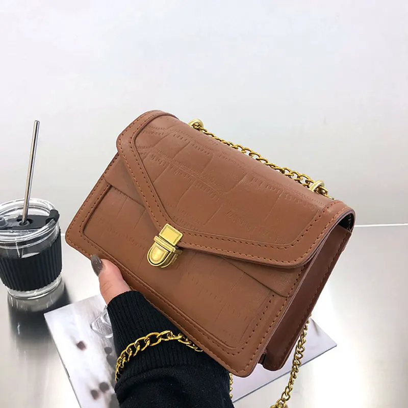 

Chain Strap Female Crossbody Bags Soft Leather Women's Handbags Simple Ladies Shoulder Bag Brand Luxury Small Square Bag