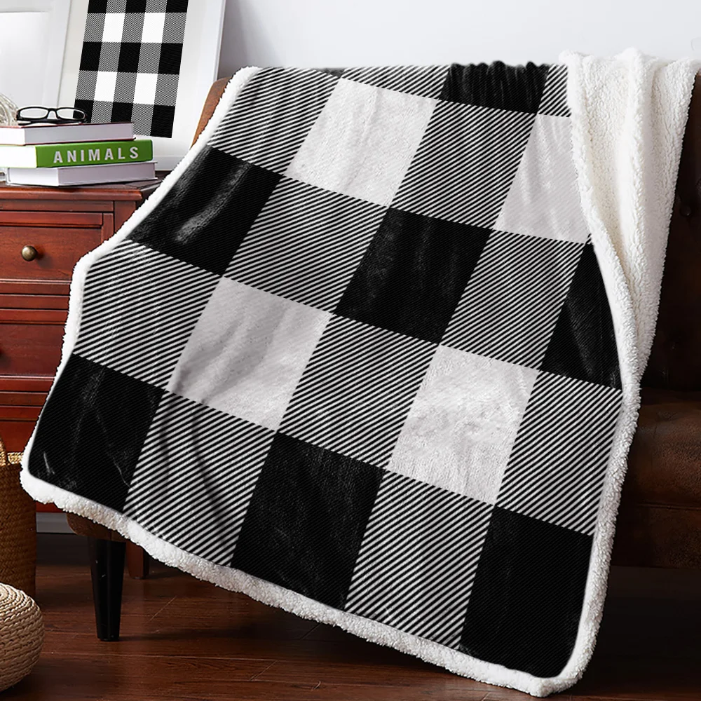 Зимнее кашемировое одеяло черного и белого цветов Фланелевое покрывало для