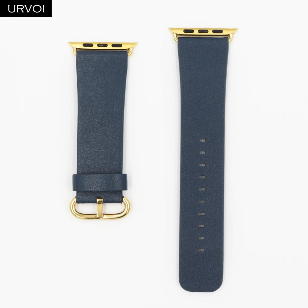 URVOI кожаный ремешок для apple watch 4 5 3 2 1 ремешок для iwatch 40 мм 44 мм Свифт кожа классическая Пряжка современный дизайн - Цвет ремешка: Dark Blue