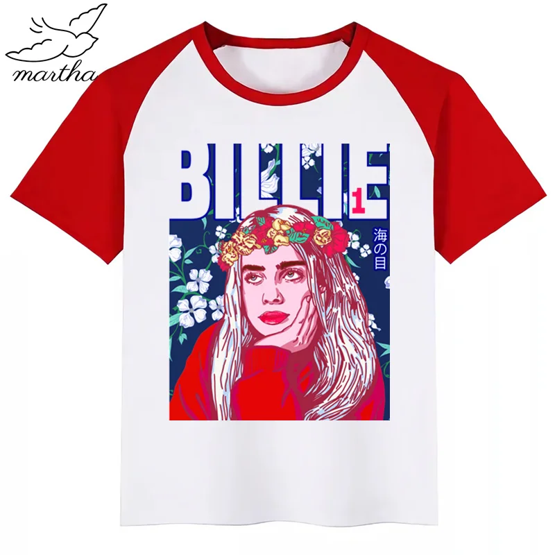 BoysGirls Billie Eilish/футболка с мультяшным принтом; детская забавная одежда; детская летняя футболка с короткими рукавами для малышей