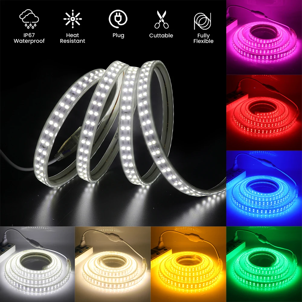 Диммируемая Светодиодная лента 220 В водонепроницаемая гибкая