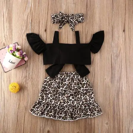 Летние комплекты одежды для маленьких девочек 3 предмета футболка с бантом и