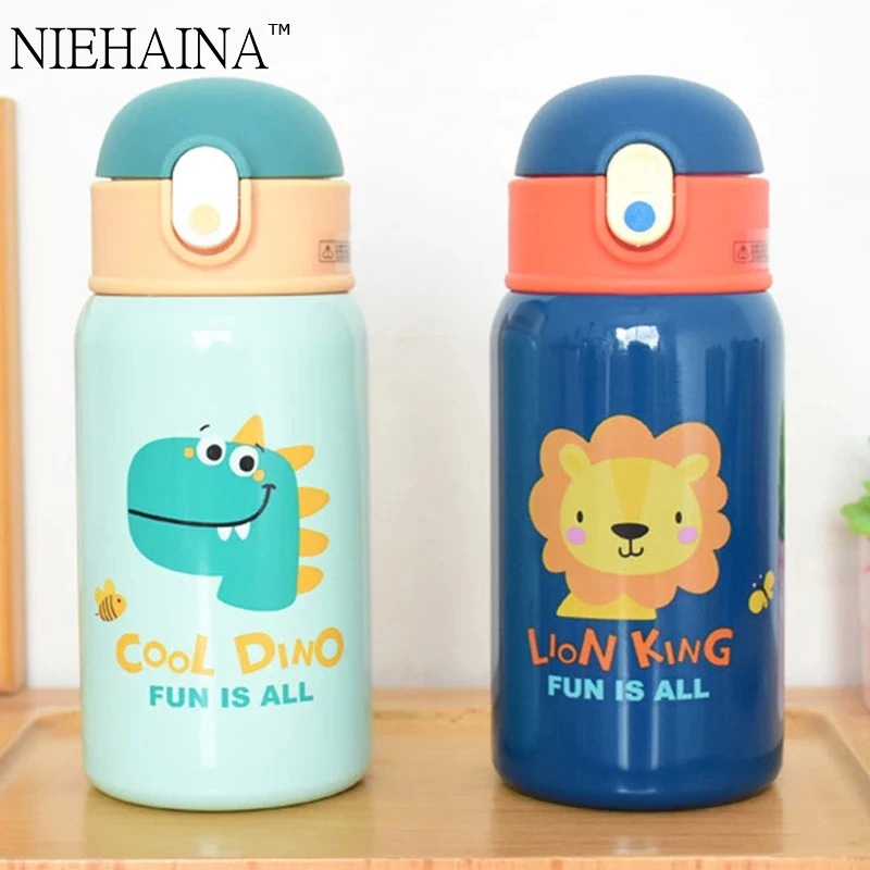 400 мл Детская кружка термос с соломой из нержавеющей стали в виде динозавра