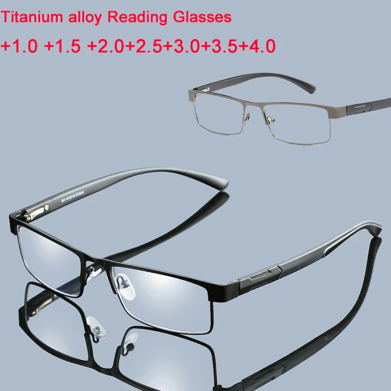 

Reading Glasses Men Titanium Alloy Non Spherical Presbyopia Glasses Business Hyperopia Prescription Eyeglasses +1.0 To +4.0