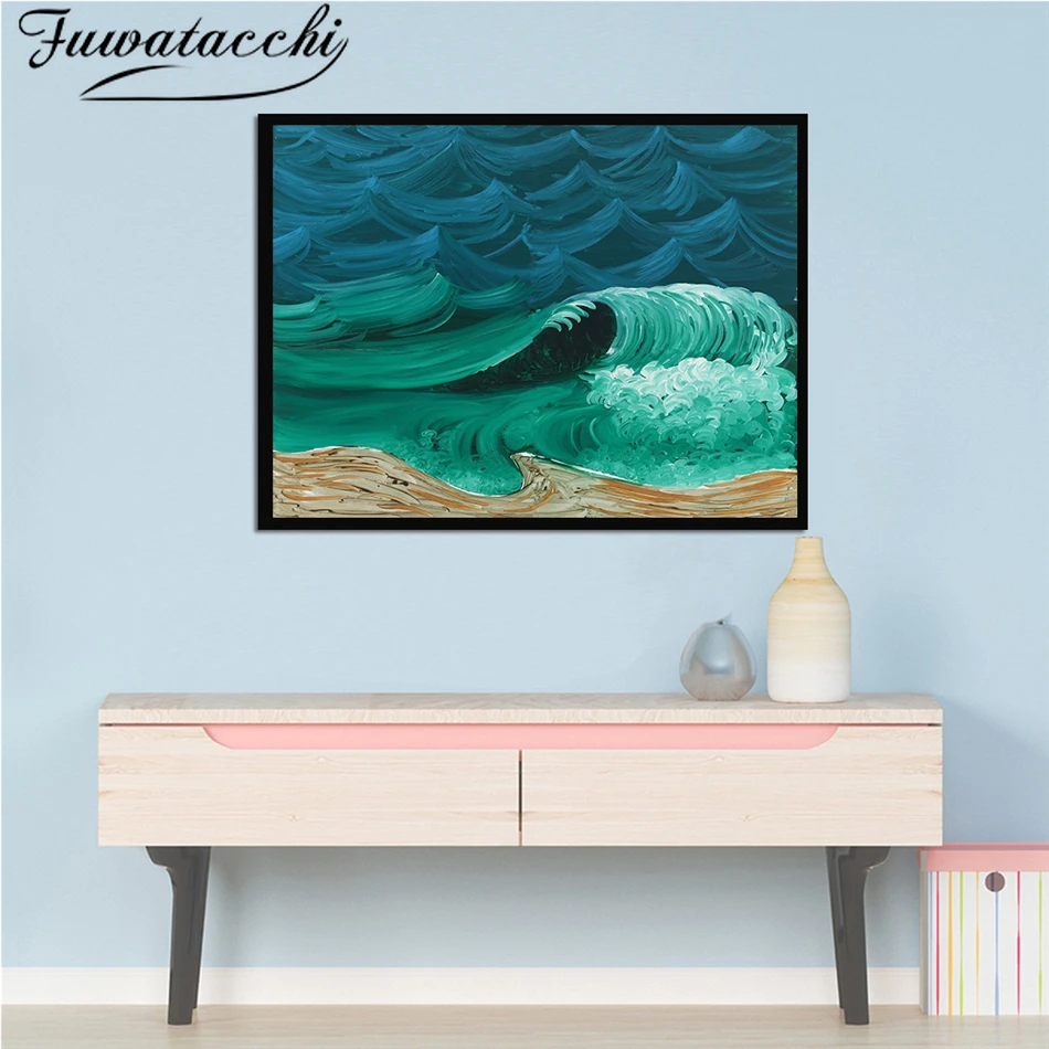 Картина Fuwatacchi волнистая Настенная картина маслом абстрактная и почтовая печать