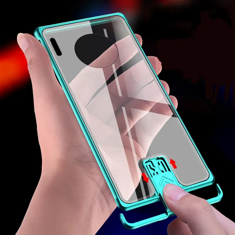 Металлический чехол для Huawei Mate 30 Pro алюминиевый бампер рамка со стеклом задняя