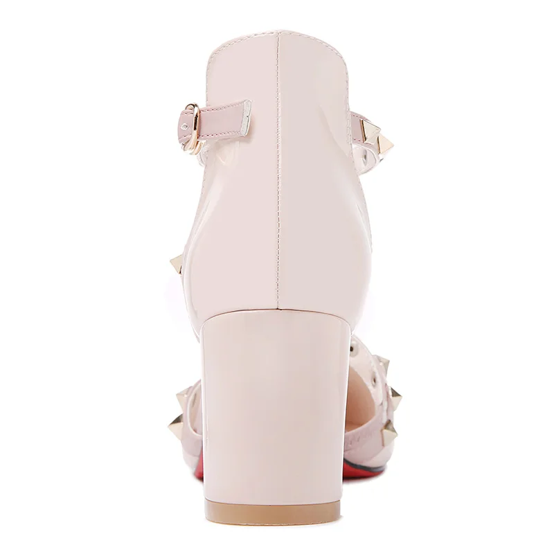 

New Fashion Rivet Thick Heel Women Sandals Sexy Hollow High Heel Sandals Red Bottom Women Summer Shoes High Heels 3-1437