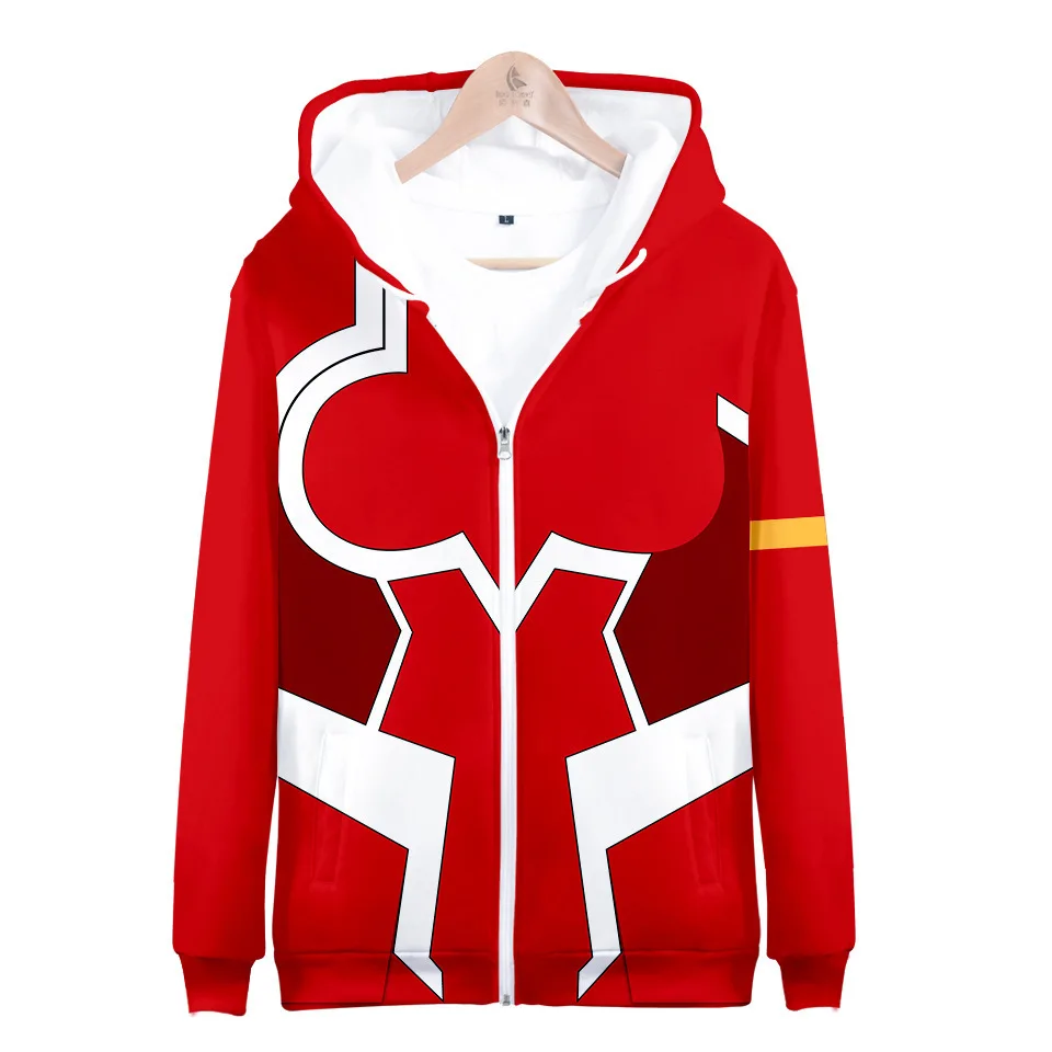 

ZERO TWO Zipper Hoodie darling in the franxx cosplay 3D Printed Men/Women Long Sleeve Hooded Sweatshirt anime zip up jacket red